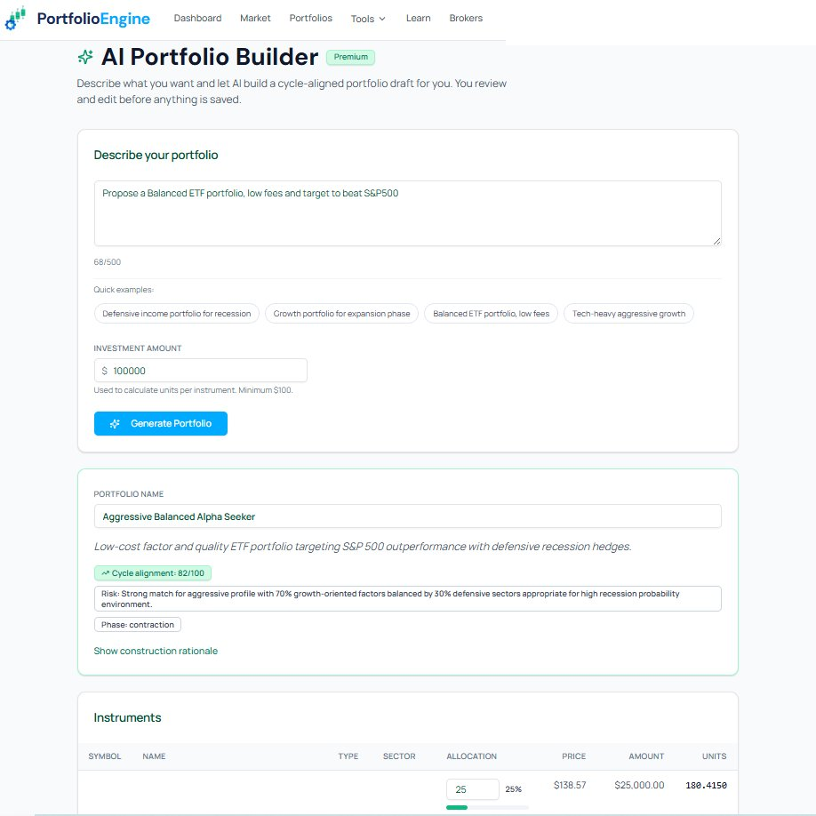 AI portfolio builder with a generated proposal